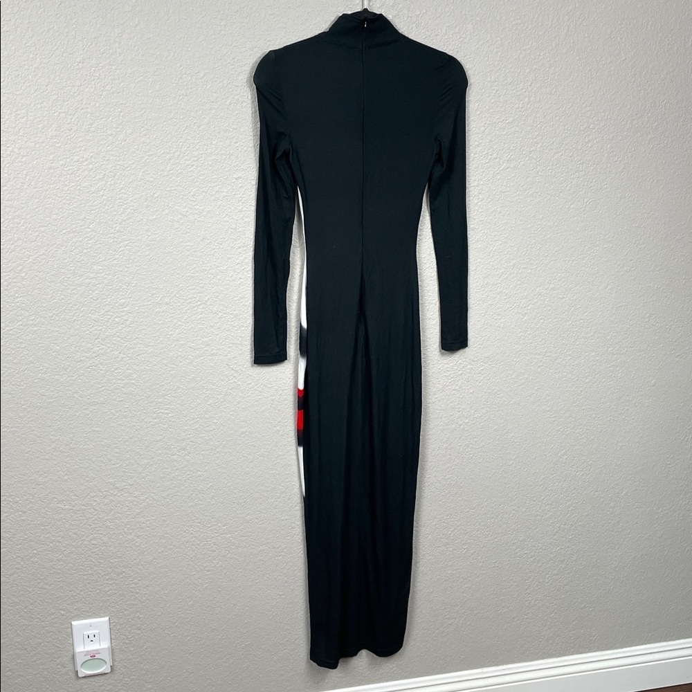 Balmain Bodycon Long Dress with Face Print Stretch Hourglass Black Sz 34 - Picture 6 of 14